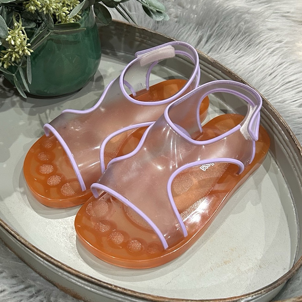 Mini Melissa Acqua Sandals Sz 3 Jelly Sandals Orange Purple Adjustable Strap
